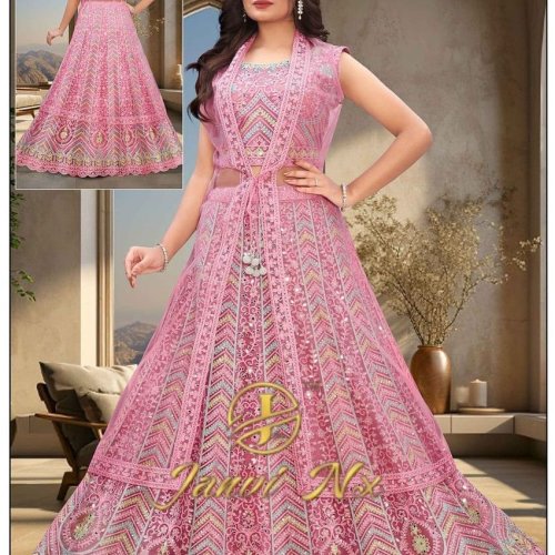 Floral Pattern Georgette Embroidered Lehenga