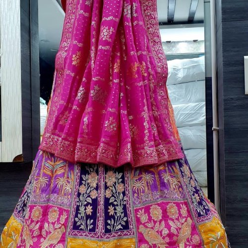 Heavy Embroidery Dola Silk Semi Stitched Lehenga Choli