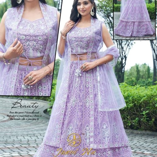 Lightweight Gorgette Net Designer Embroidery Lehenga