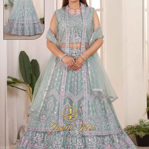 Premium Bridal Georgette Net Embroidered Lehanga Choli Set