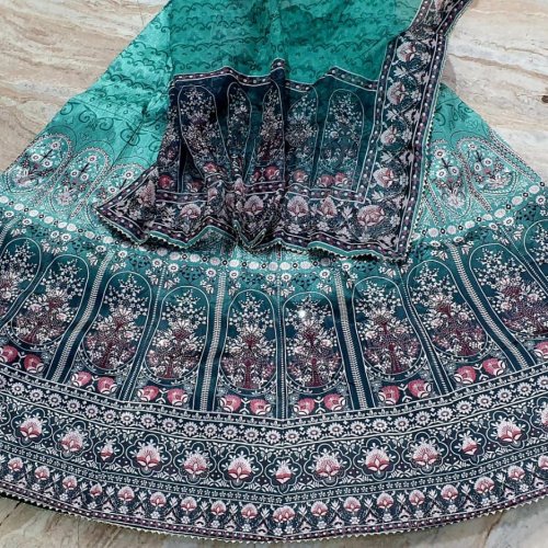 Premium Embroidered Dola Silk Bridal Lehenga