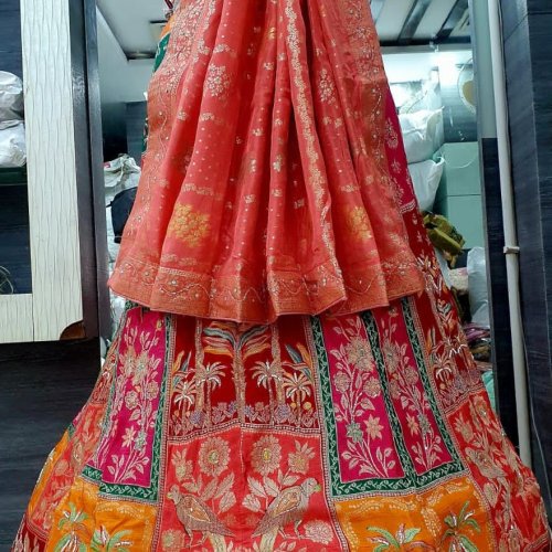 Premium Embroidered Dola Silk Wedding Lehenga