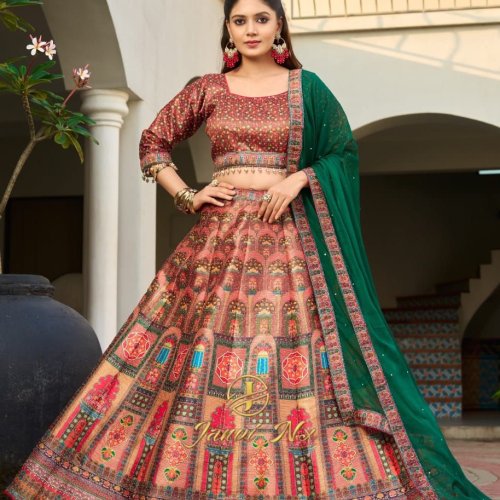 Printed Silk Ladies  Wedding Lehenga Choli