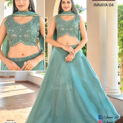 Royal Green Velvet Embroidered Lehenga