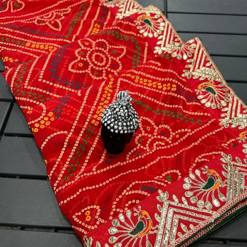 Traditional Jaipuri Print Georgette Saree