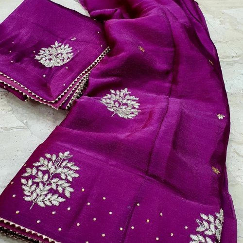 Voilet Floral Embroidered Semi Stitched Lehenga Choli