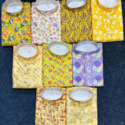 Mens Cross Printed Kurta