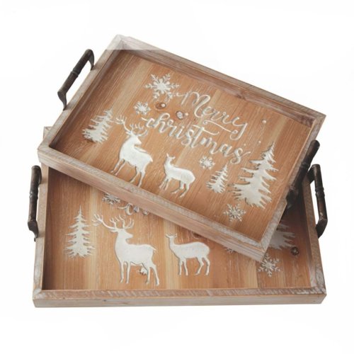 Wooden Kitchenware Christmas Serving Tray