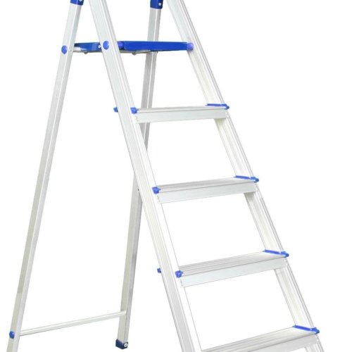 5 Step Powder Coated Silver Aluminum Ladder