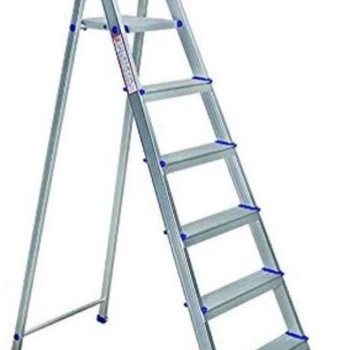 6 Step Powder Coated Silver Aluminum Ladder