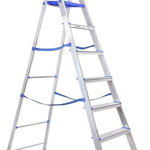 7 Step Powder Coated Silver Aluminum Ladder