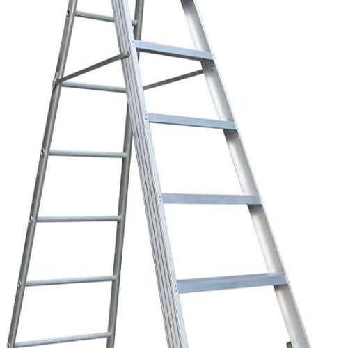 8 Step Powder Coated Silver Aluminum Ladder