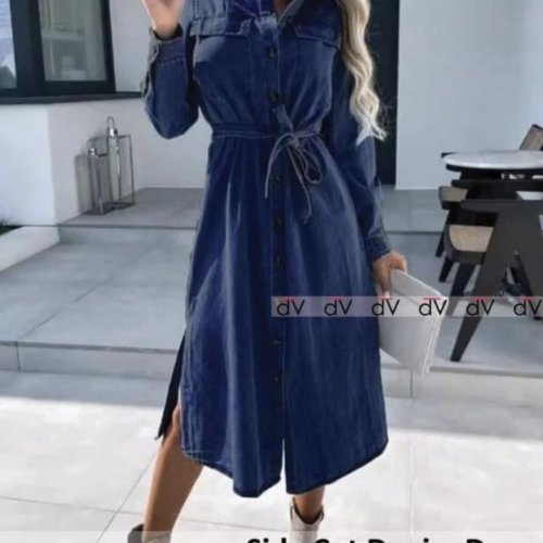 Side Cut Denim Dress