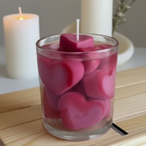 Red Heart Filled in Jar Candle