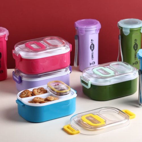Plastic Lunch Box with Water Bottle