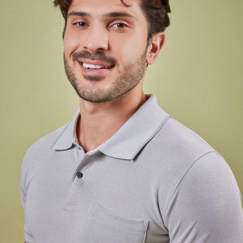 Mens Grey Cotton Classic Polo T-Shirt