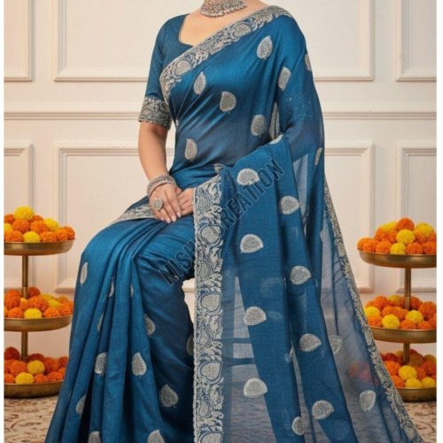 Beautiful Embroidery Silk Saree
