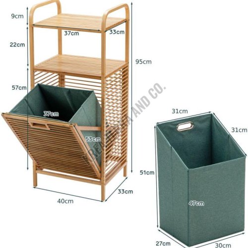 Bamboo Laundry Hamper with Tilt-Out Storage