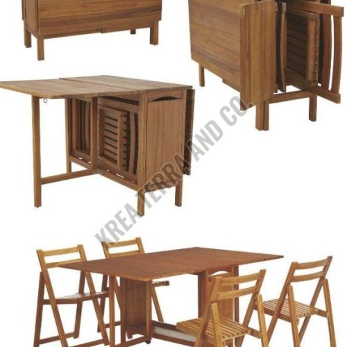 Foldable Dining Cabinet Table with Chairs Set