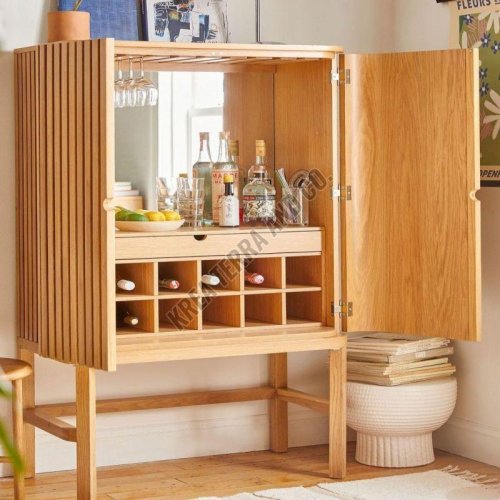 Hinged Single Door Wooden Bar Cabinet