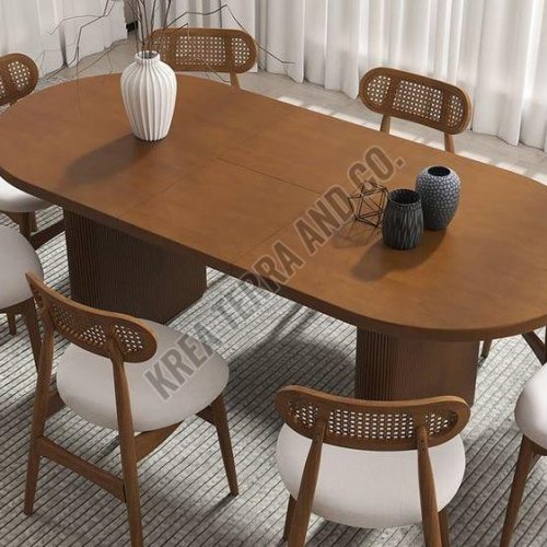 Oval 8 Seater Wooden Dining Table Set