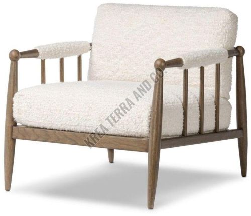 White Wooden Bedroom Chair With Armrest