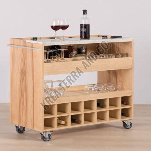 Wood Bar Trolley Cabinet