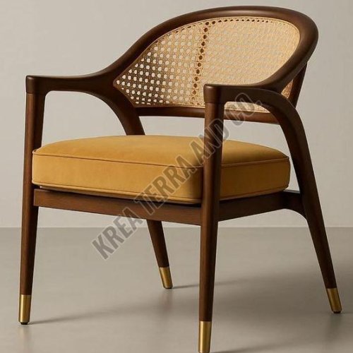 Wood Cane Chair With Armrest