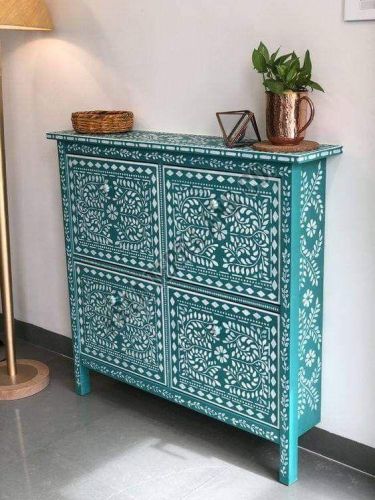 Wooden Hand Painted Shoe Rack Cabinet