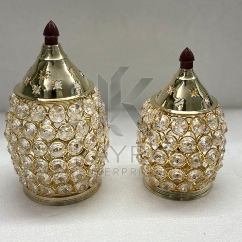 Home Decorative Brass Crystal Diya