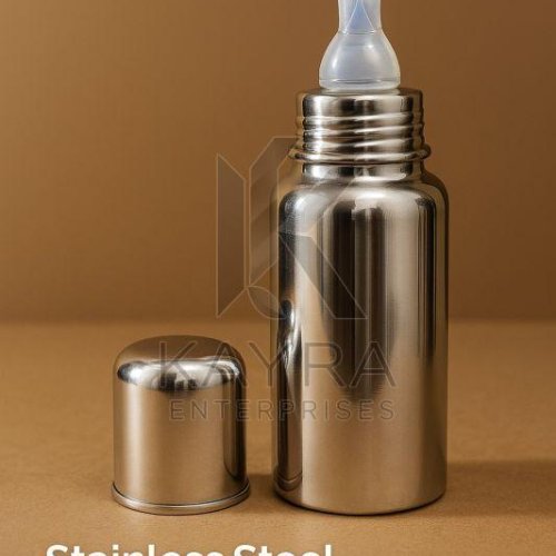 Durable Stainless Steel Baby Feeding Bottle with Silicone Nipple