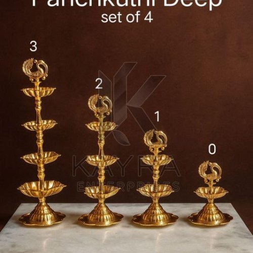 Traditional Brass Panchkuthi Deep Set OF 4 Pcs