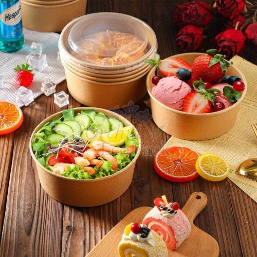 500ml Round Kraft Paper Salad Bowl