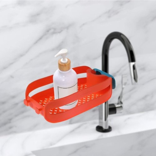 Red Plastic Sponge Holder