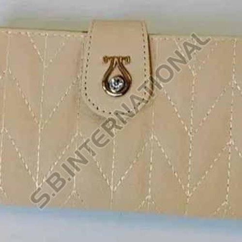 Beige Clutch Style Leather Wallet