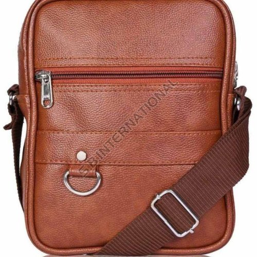 Brown Textured Leather Sling Bag