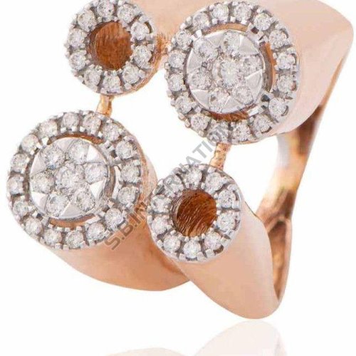 Diamond Studded Ladies Gold Ring