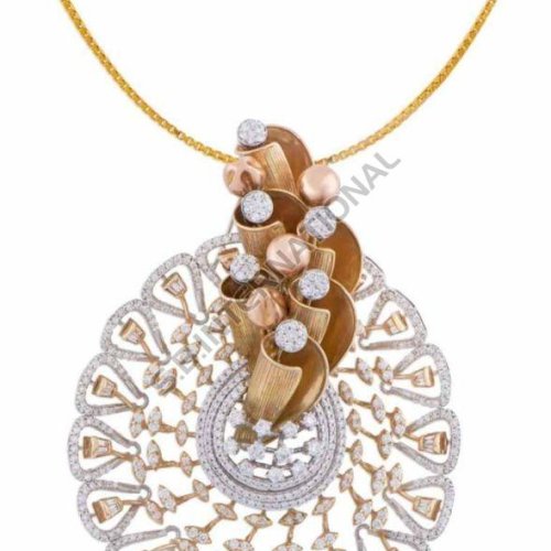 Ladies Diamond Gold Pendant Set