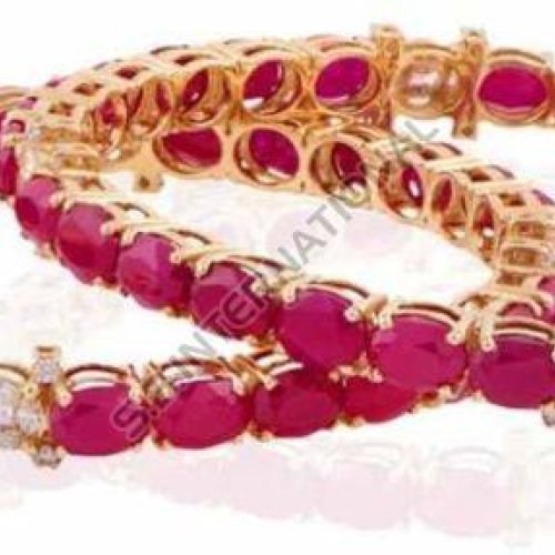 Red Stone Studded Gold Bangles