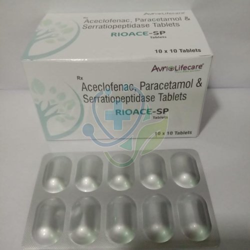 Rioace SP Aceclofenac Paracetamol Seratiopeptidase Tablet