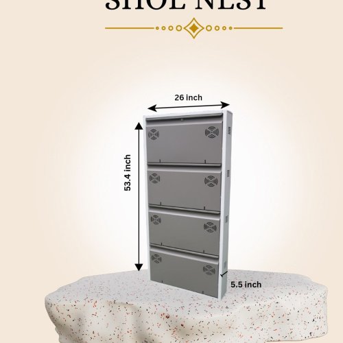 4 X 3 Inch Shelf Metallic Wall Mounted Shoe Rack