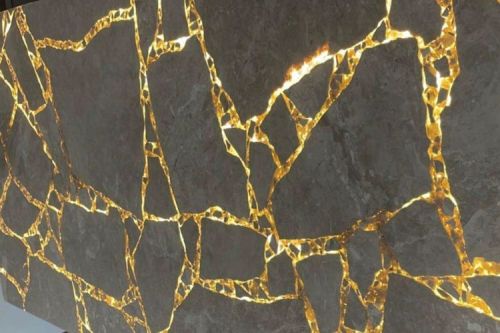 Brown Italian Marble Table Top with Light