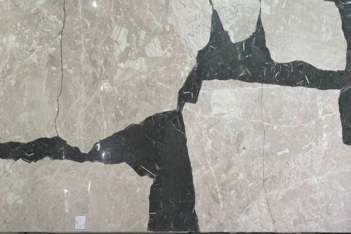 Rectangle Black and White Chips Marble Table Top without Light