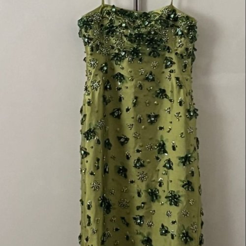 Emerald Garden Beaded Midi Dress