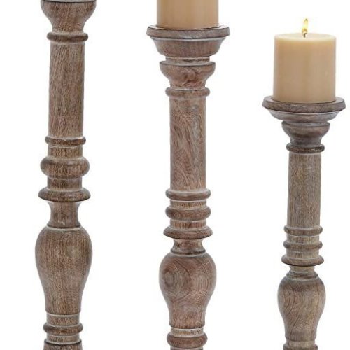 Wooden Pillar Candle Holder