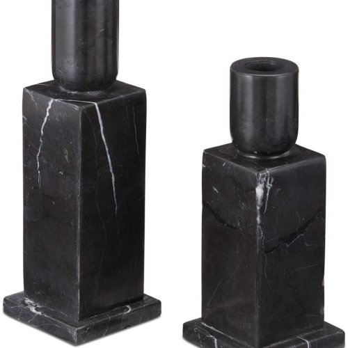 Black Marble Candle Lighting Set OF 2 Pcs