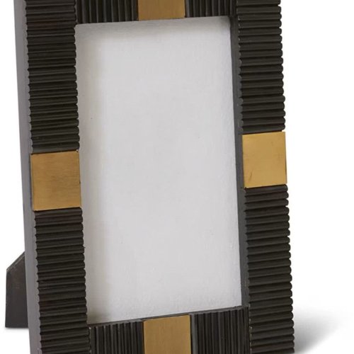 Black Ridge Resin with Brass Accent Photo Frame