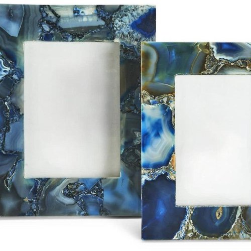 Blue Agate Slice Marble Photo Frame