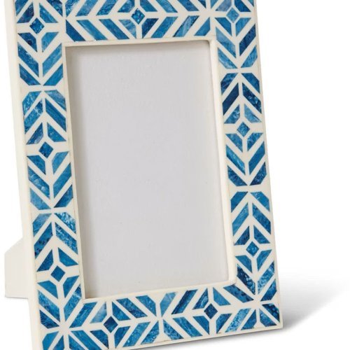 Blue Chevron Resin & Bone Inlay Photo Frame