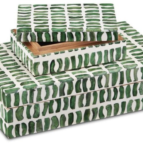 Bone & Resin Grid Brushstroke Organizer Box Set OF 3 Pcs